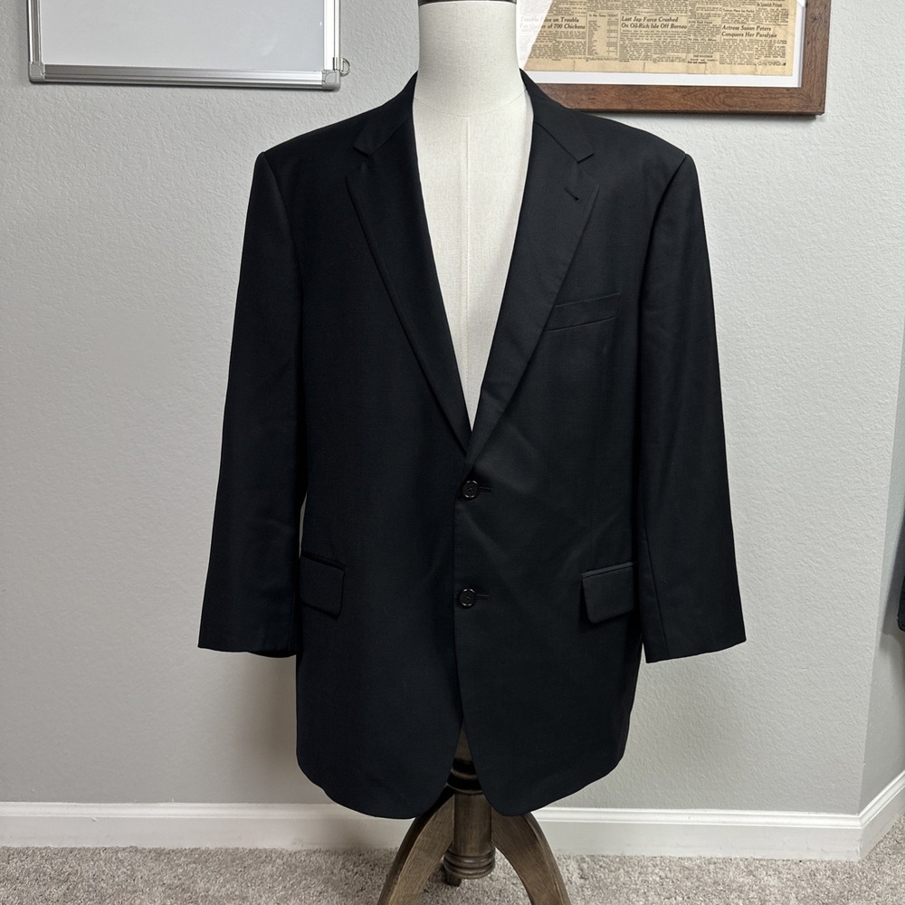 Joseph Abboud American Soft Blazer Men 46R Black Super 120s Jacket Made in USA